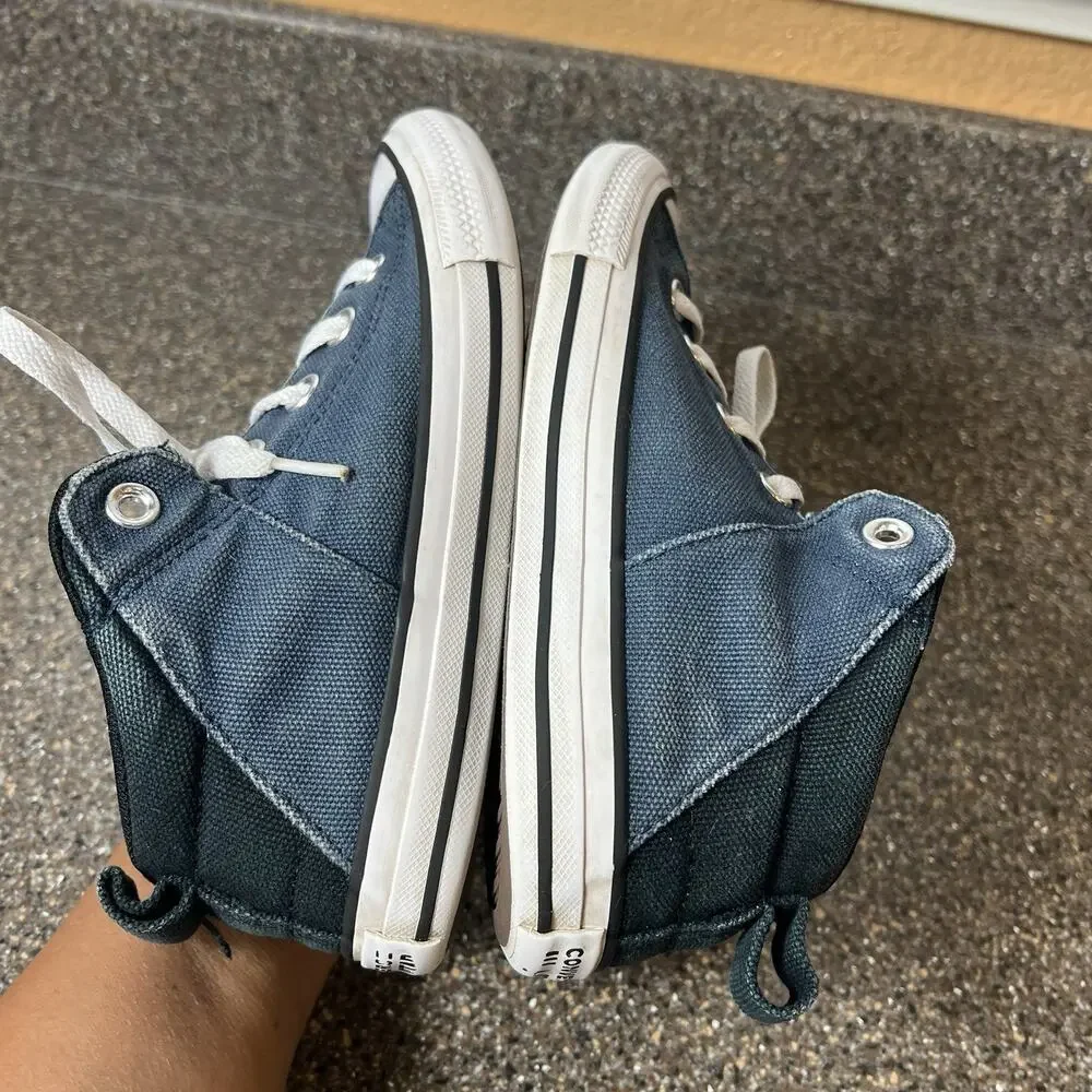 Converse All Star Kids Youth 2 Blue Canvas Mid Top Lace Up Padded Tongue Sneaker